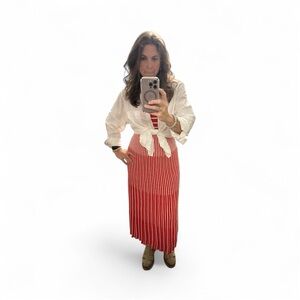 Red and White Striped Sweater Maxi Dress